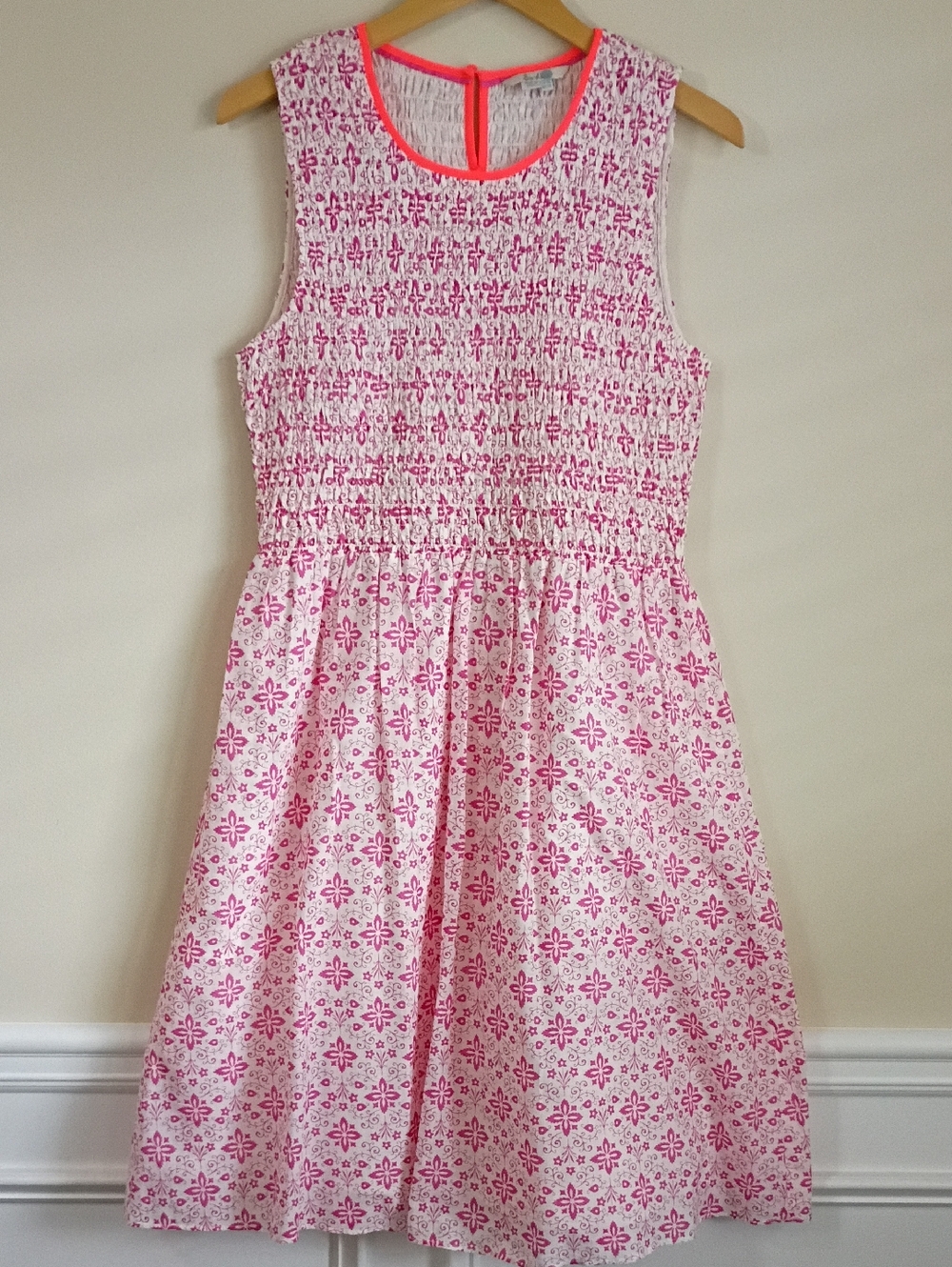 Boden Pink Floral Smocked Sleeveless Dress